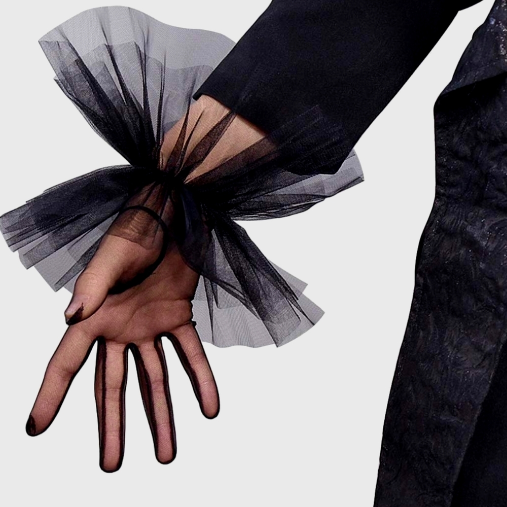 Beloved Millinery Stunning Sheer Black Avant Garde Elegant High Fashion Gloves